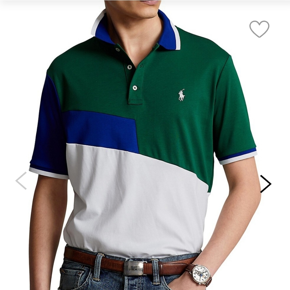 Polo Ralph Lauren Animated Soft Touch Colourblocked Classic Polo Shirt Size Med